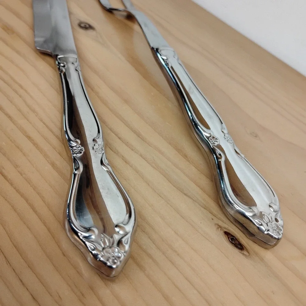 Imperial Stainless Steel USA Carving Set Fork & Knife Rosedale Flower Scroll MCM